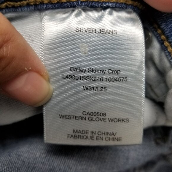 Silver Jeans Womens 31 Calley Skinny Mid Rise 25" Crop Shaping Frayed Hem *Read* - Picture 15 of 16